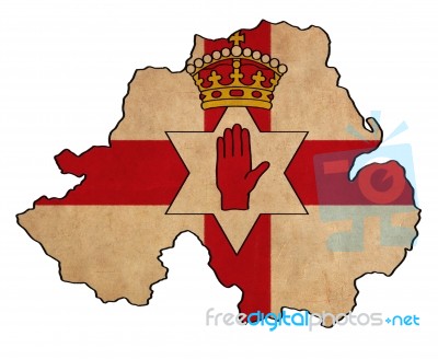 Northern Ireland Map On  Flag Drawing ,grunge And Retro Flag Ser… Stock Image