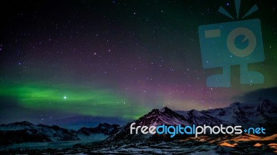 Northern Lights Southern Iceland Stock Photo