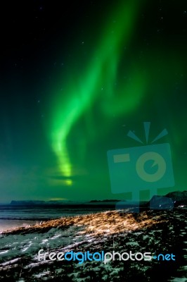 Northern Lights Southern Iceland Stock Photo