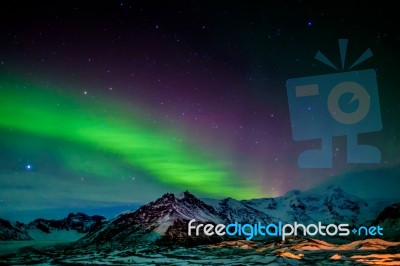 Northern Lights Southern Iceland Stock Photo