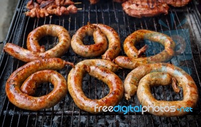 Northern Thai Sausage Stock Photo