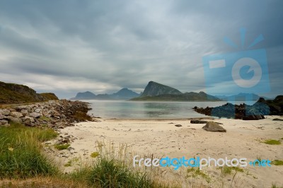 Norway Coast. Ocean Beach. Vacation In Norway Stock Photo