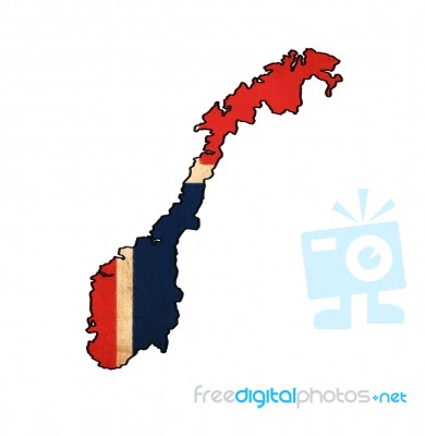 Norway Map On Norway Flag Drawing ,grunge And Retro Flag Series Stock Image