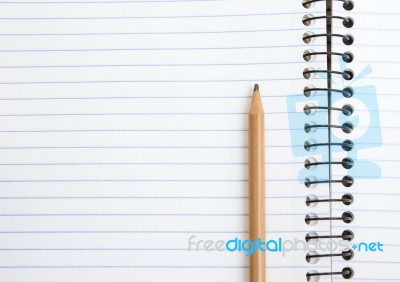 Notebook And Pencil Stock Photo