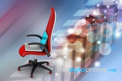 Notebook On The Chair. Isolated O The  Background Stock Image