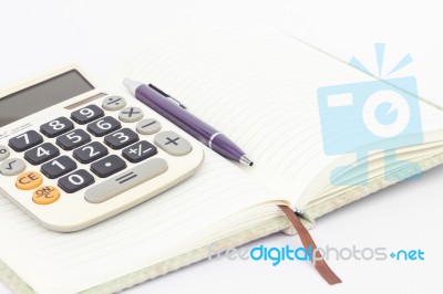 Notebook With Pen Isolated On White Background Stock Photo