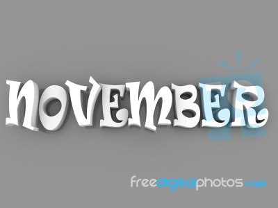 November Sign With Colour Black And White. 3d Paper Illustration… Stock Image