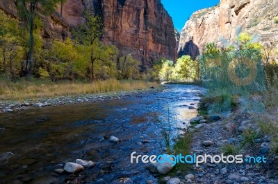 November Sunshine Falls On The Virgin River Stock Photo