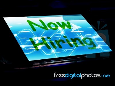 Now Hiring On Screen Shows Recruitment Online Hire Jobs Stock Image