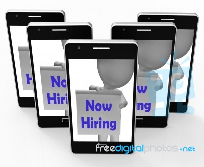 Now Hiring Smartphone Shows Recruitment And Job Opening Stock Image