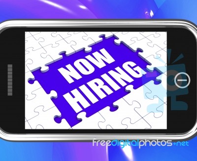 Now Hiring Tablet Shows Job Opening And Recruiting Employees Stock Image