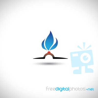 Nozzle With Gas Burning Bright As Hot Blue Flame Icon Stock Image