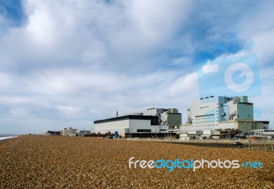 Nuclear Power Station On The Beach At Dungeness Stock Photo