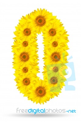 Number 0 Made Of Sunflower Stock Photo