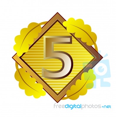 Number 5 In Diamond Stock Image