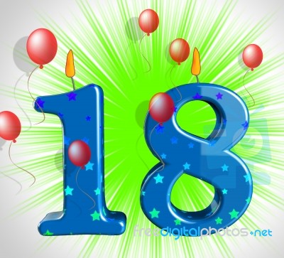 Number Eighteen Party Show Teen Birthday Or Decoration Stock Image