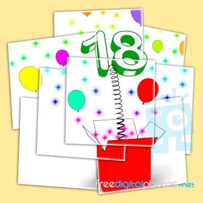 Number Eighteen Surprise Box Displays Party Decorations And Spar… Stock Image