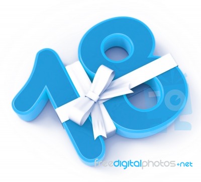 Number Eighteen With Ribbon Displays Special Event Or Happy Cele… Stock Image