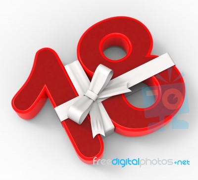 Number Eighteen With Ribbon Means Special Event Or Happy Celebra… Stock Image