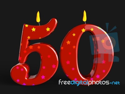 Number Fifty Candles Mean Red Wax Or Bright Flame Stock Image