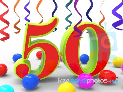 Number Fifty Party Shows Happiness And Celebrations Stock Image