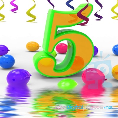 Number Five Party Displays Multi Coloured Decorations And Confet… Stock Image