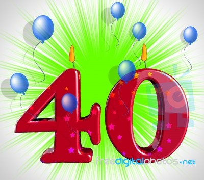 Number Forty Party Show Party Decorations Or Birthday Cake Stock Image