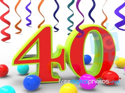 Number Forty Party Shows Fortieth Birthday Party Or Celebration Stock Image