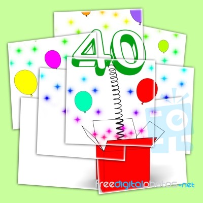 Number Forty Surprise Box Displays Unexpected Celebration Or Par… Stock Image