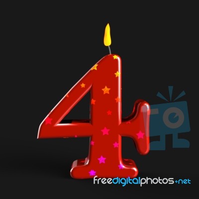 Number Four Candle Means Wax Cake Candle Or Birthday Candle Stock Image