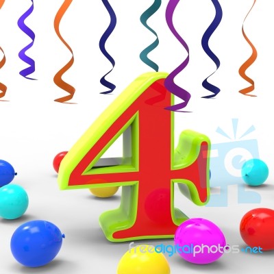 Number Four Party Shows Creative Decoration Or Adornments Stock Image