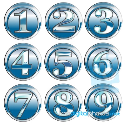 Number Icon Blue Chrome Stock Image