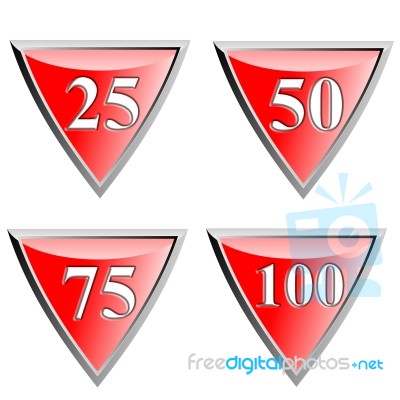 Number Icon Diamond Red Metal Stock Image