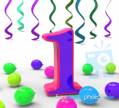 Number One Party Means First Year Party Or Celebration Stock Image