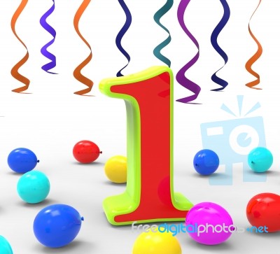 Number One Party Shows Garlands And Balloons Stock Image