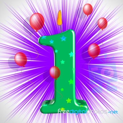 Number One Party Shows One Year Anniversary Or Birthday Stock Image