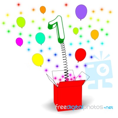 Number One Surprise Box Means Colourful Decoration And Creativit… Stock Image