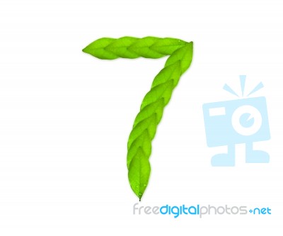 Number Seven Made Of Leaves Stock Photo