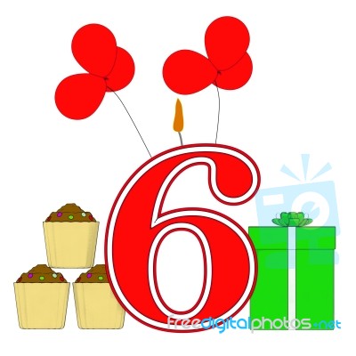 Number Six Candle Means Festive Occasion Or Decorated Celebratio… Stock Image