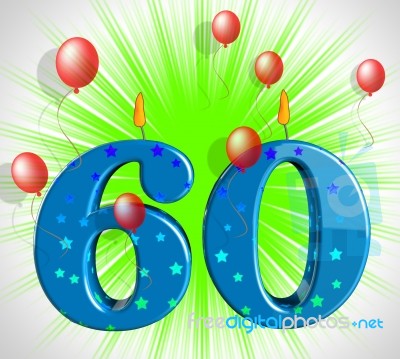 Number Sixty Party Show Elderly Birthday Or Birth Anniversary Stock Image