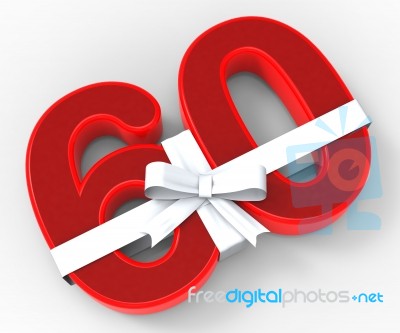 Number Sixty With Ribbon Means Wishing Happy Birthday Or Congrat… Stock Image
