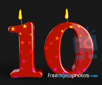 Number Ten Candles Mean Numeral Candles Or Celebration Candles Stock Image