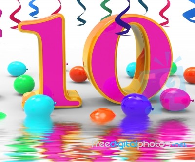 Number Ten Party Displays Birthday Party Decorations And Adornme… Stock Image