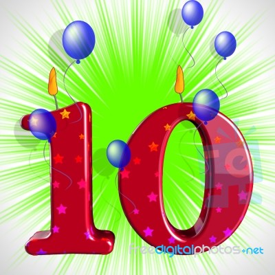 Number Ten Party Mean Numeral Candles Or Celebration Candles Stock Image