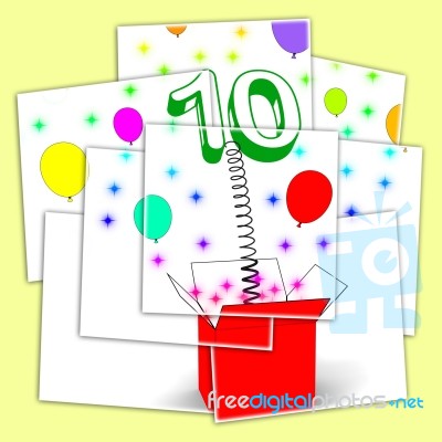 Number Ten Surprise Box Displays Numerical Toy Or Adornment Stock Image