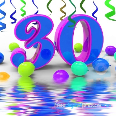 Number Thirty Party Displays Decorated Party Or Colourful Garlan… Stock Image