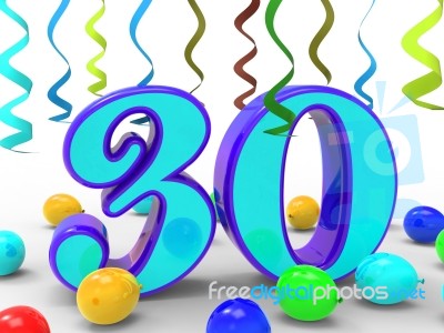 Number Thirty Party Means Decorated Party Or Colourful Garlands Stock Image