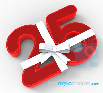 Number Twenty Five With Ribbon Means Twenty Fifth Birthday Or Ce… Stock Image