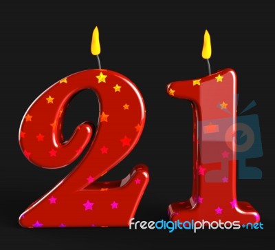 Number Twenty One Candles Mean Adult Celebration Or Party Stock Image