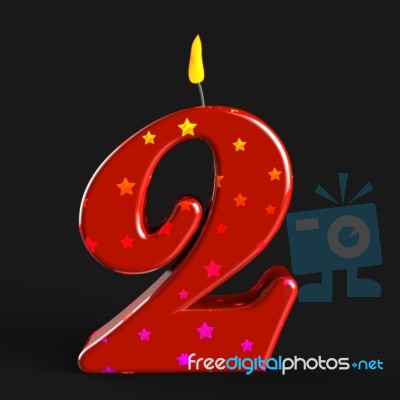 Number Two Candle Means Second Birthday Or Celebration Stock Image